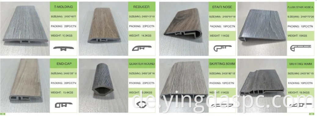 Moderne luxuriöse Holztextur wasserdicht geprägtes LVT PVC Klicken Sie auf Hybrid -Vinyl -SPC -Bodenbelag